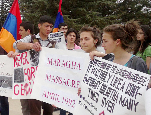 Mourning procession in memory of the victims of the tragic events of 1992 in the village of Maraga. Nagorno-Karabakh, Stepanakert, March 9, 2012. Photo by Alvard Grigoryan for the "Caucasian Knot"