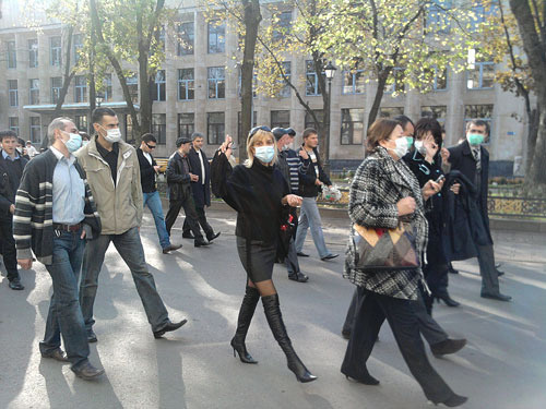 Protest against "Electrotcynk" emission. Vladikavkaz, October 28, 2009. Photo by the "Caucasian Knot"