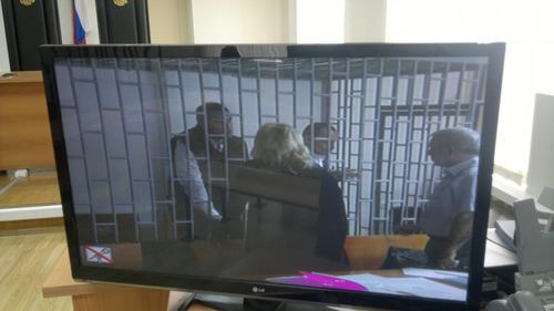 Broadcasting of court hearings in the case against Nikolai Karpyuk and Stanislav Klykh. Photo by Murad Muradov for the ‘Caucasian Knot’. 