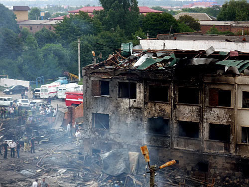 Terror act at the GOVD building in Nazran. Ingushetia, August 17, 2009. Photo by the "Caucasian Knot" 