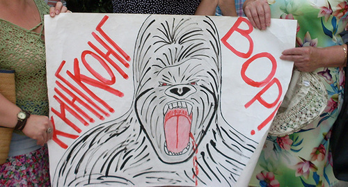 Banner at the protest action at the "Kingcoal-South" HQ, July 29, 2016. Photo by Valery Lyugaev for the ‘Caucasian Knot’.