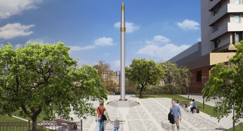The 16-meter-high stele was planned to be installed as a monument to deceased journalists. Photo http://www.dagjur.ru/news/pamjati_pogibshikh_zhurnalistov/2017-01-31-209