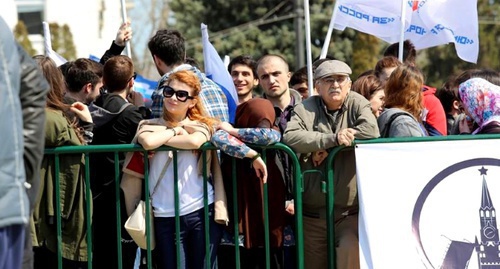 Participants of the antiterrorist rally in Makhachkala. Photo: Mkala.ru