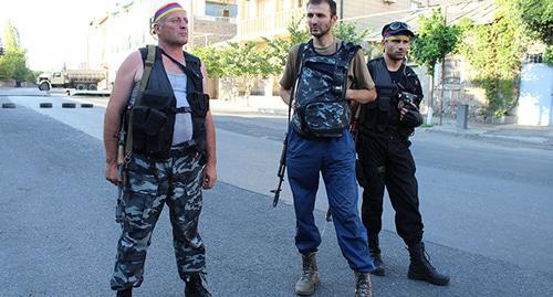 Members of the "Sasna Tsrer" unit, Yerevan, July 23, 2016. Photo by Tigran Petrosyan for the Caucasian Knot. 