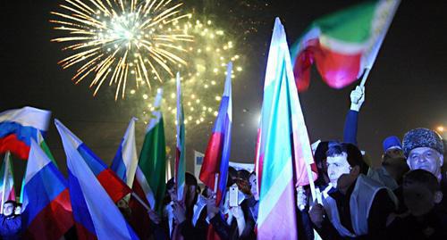 Rally in Grozny dedicated to the anniversary of the Crimea's entry into Russia, March 18, 2018. Photo: Musa Sadulaev/IA "Grozny-inform" http://www.grozny-inform.ru/news/society/94223/