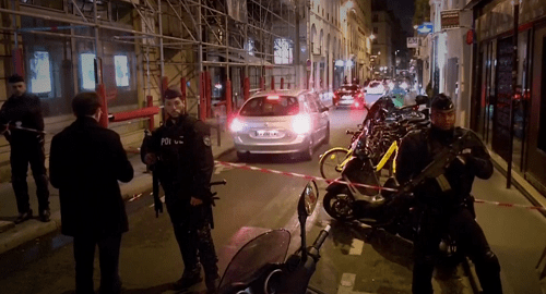 Police at the site of the terror act in Paris on May 12, 2018. Photo: screenshot of the report by Reuters