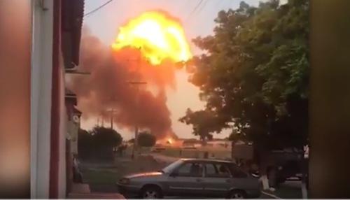 Screenshot of the video of the explosion at a car fuelling station in Chechnya. June 28, 2018. https://www.youtube.com/watch?v=Wucu0jmtwpk