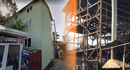 Building after fire in Sochi on July 30. Collage prepared by the Caucasian Knot. Photo by Svetlana Kravchenko, press service of the Investigating Committee of the Russian Federation for the Krasnodar Territory. 