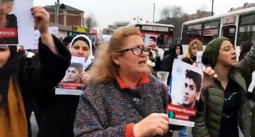 Rally in support of Mekhman Guseinov, Baku, January 3, 2019. Screenshot from Meydan.Tv video