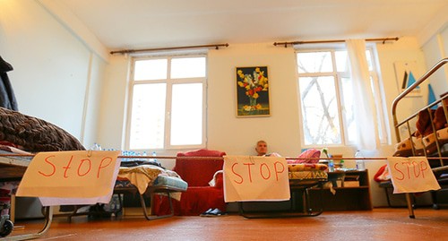 The activists' hunger strike in support of Mekhman Guseinov. January 16, 2019. Photo by Aziz Karimov for the "Caucasian Knot"