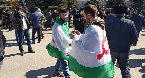 Activists during rally in Magas. Photo by Umar Yovloi for the Caucasian Knot