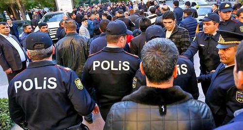 Police officers at a protest action in Azerbaijan. Photo by Aziz Karimov for the "Caucasian Knot"