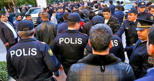 The police at a protest action in Azerbaijan. Photo by Aziz Karimov for the "Caucasian Knot"