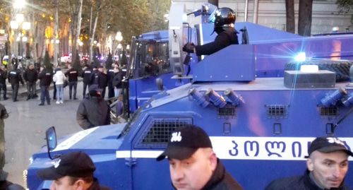 Policemen and special forces vehicles during dispersal of a rally at the parliament building in Tbilisi. Photo by Inna Kukudjanova for the Caucasian Knot