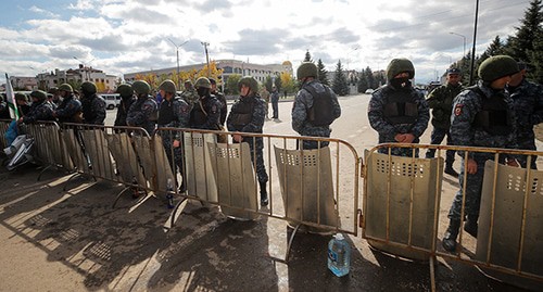 Magas law enforcers during rally in Magas, October 2018. Photo: REUTERS/Maxim Shemetov