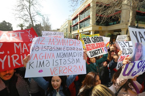 Aisel Alekperzade at the rally in Baku. Photo by Aziz Karimov for the "Caucasian Knot"