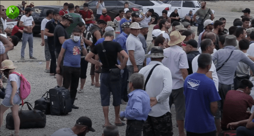 Tenants of the camp in Kullar. Screenshot from the Caucasian Knot video: https://youtu.be/FvC3Fw73mK4