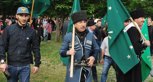 Participants of the rally on the Remembrance Day of Victims of the Caucasian War (1763-1864), held in Maikop. Photo by Yevgeniya Bogdasarova for the "Caucasian Knot"