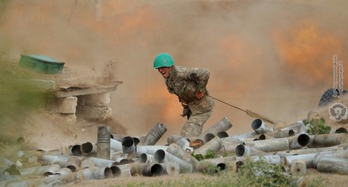 Soldier of the Armenian Army in the Karabakh conflict zone. Photo: press service of the Ministry of Defence of Armenia, https://mil.am/ru/news/8436