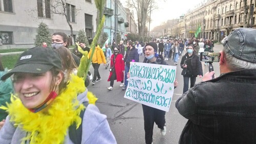 Rally against curfew in Georgia, Tbilisi. Photo by Beslan Kmuzov for the Caucasian Knot 