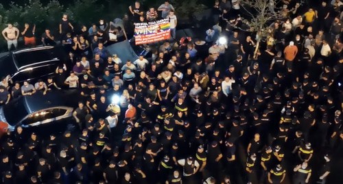 A protest action of the LGBT opponents held in Tbilisi on July 1, 2021. Screenshot of the video by Sputnik Georgia - все о Грузии https://www.youtube.com/watch?v=k1Dqxd0iZXU