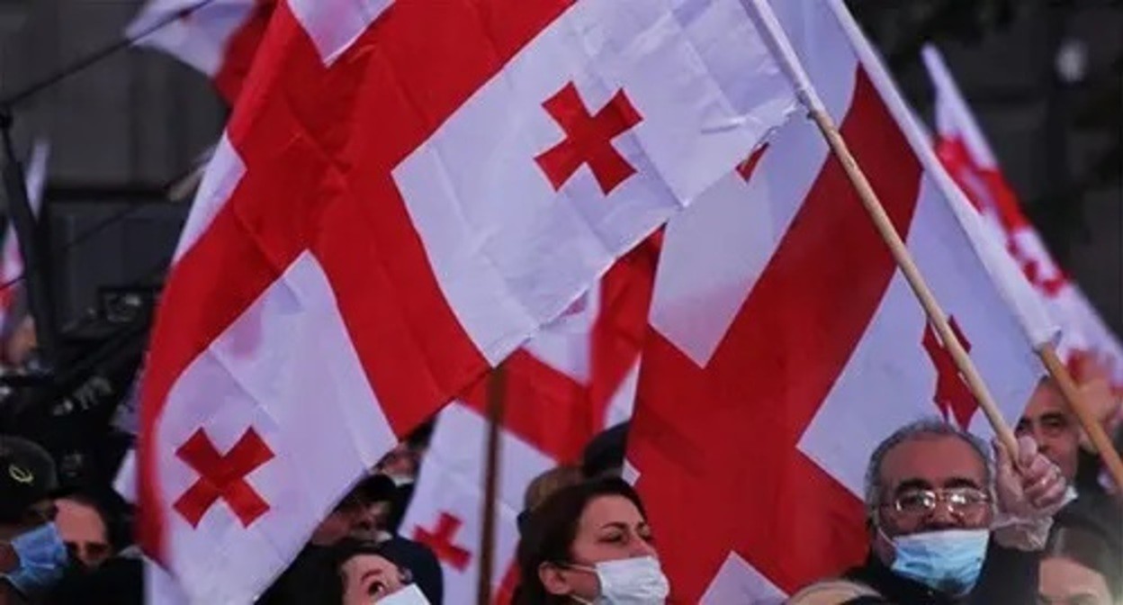 Participants of a rally in support of Mikhail Saakashvili. October 2021. Photo by Inna Kukudzhanova for the Caucasian Knot