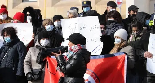 Striking social workers demand meeting with Georgian Prime Minister, January 20, 2022. Photo by Inna Kukudzhanova for the Caucasian Knot