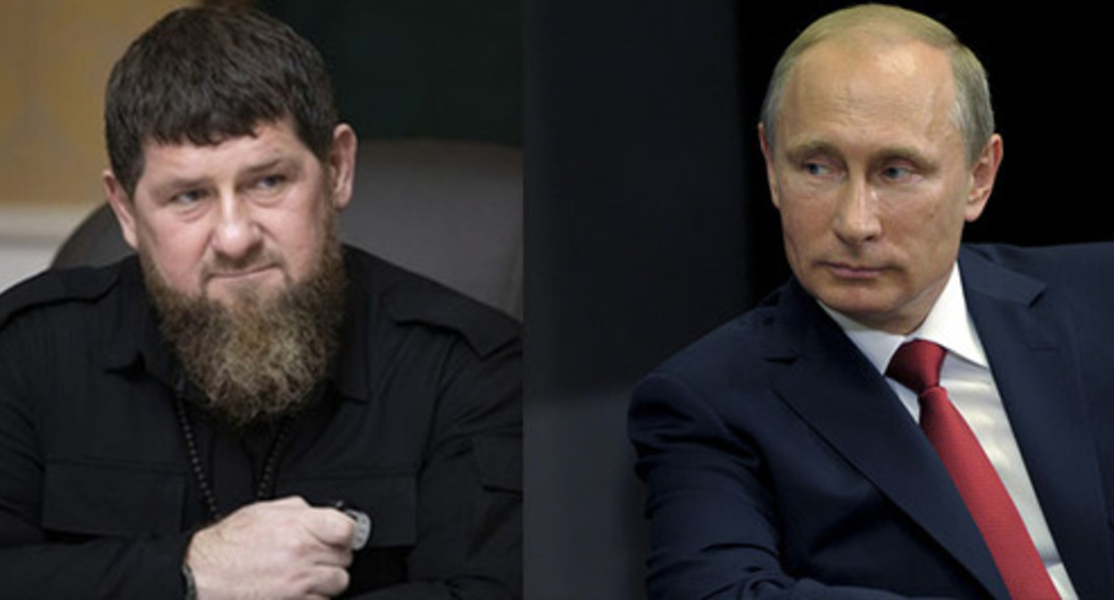 Ramzan Kadyrov (left) and Vladimir Putin. Collage prepared by the Caucasian Knot. Photo: kremlin.ru, Grozny-Inform