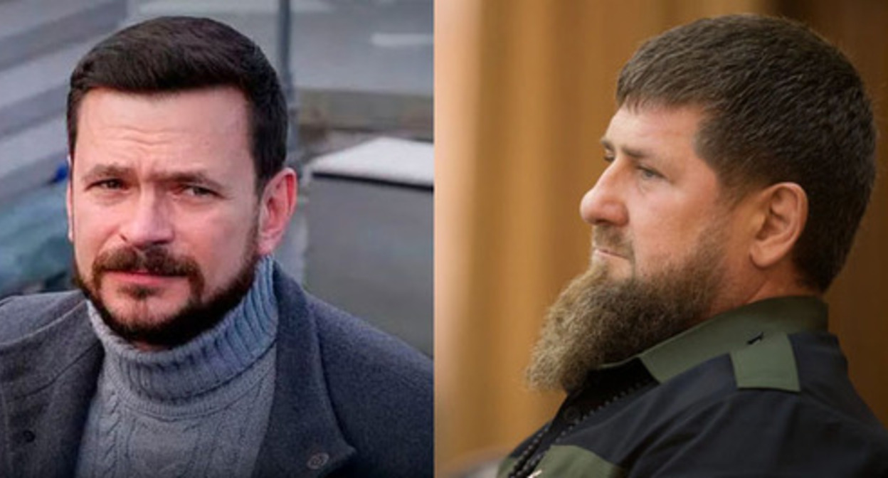 Ilya Yashin (left) and Ramzan Kadyrov. Collage made by the Caucasian Knot; Photo: Grozny Inform, https://www.youtube.com/watch?v=lEb2QlJVkYk