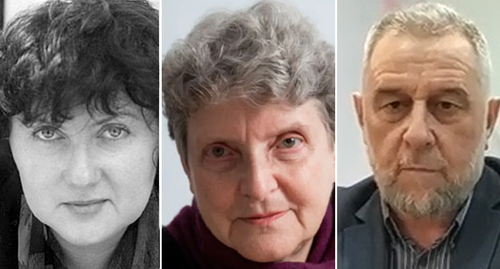 Nadezhda Azhgikhina, Ruslan Kutaev, Svetlana Gannushkina. Photo: Kalinina Julia, screenshot: https://www.youtube.com/watch?v=gqFbAKnphIw&t=1s, press service: https://refugee.ru/