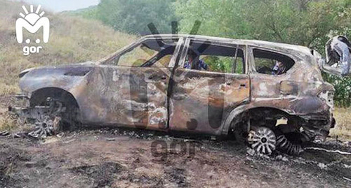 A burned-down car. Photo: t.me/mash_gor/1979