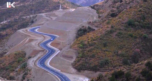 A new road from Nagorno-Karabakh to Armenia. Image made from video posted by Artsakh TV https://t.me/reartsakh/14484