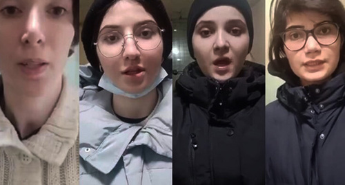 The girls from Dagestan at the "Verkhniy Lars" checkpoint. Screenshots of the videos  https://m.facebook.com/mk.ksana https://vesma.today/news/post/43403-dagestanskie-devushki-popytalis