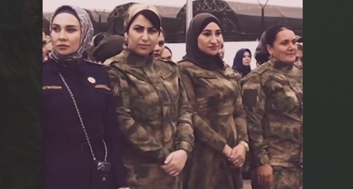 Female employees of law enforcement bodies, screenshot of the video https://t.me/akhmeddudaev/1297