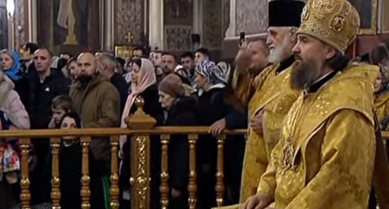 A Christmas service at the St. Catherine's Cathedral in Krasnodar. Screenshot of the video on the YouTube channel of the "Kuban 24" posted on January 7, 2023 https://www.youtube.com/watch?v=N90eqatBuOA