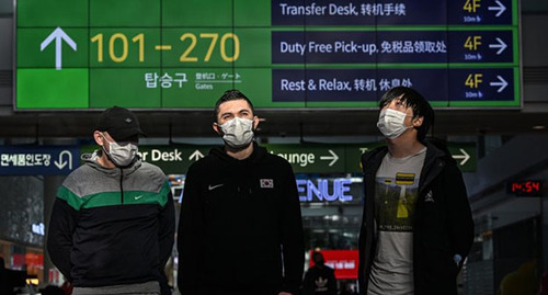 From left to right: Andrei (nickname), Djashar Khubiev, and Vladimir Maraktaev 
at the departure lounge of the  Seoul Incheon International Airport, January 3, 2023. Photo: https://www.koreatimes.co.kr/www/nation/2023/01/281_343205.html