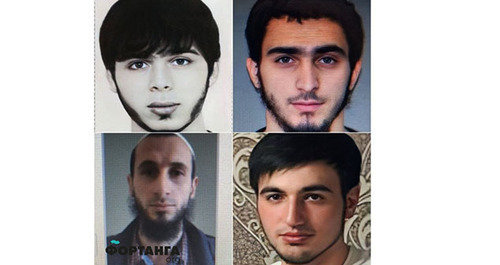 Mikail Moshkhoev, Ramazan Eldiev, Amir Bokov, and Amirkhan Gurazhev, residents of Ingushetia put on a wanted list. Screenshot https://t.me/fortangaorg/15233