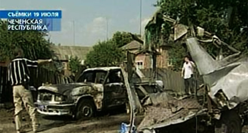 At the site of the terror act in the village of Znamenskoye. July 19, 2005. Screenshot of the video https://www.1tv.ru/