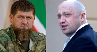 Ramzan Kadyrov, Evgeny Prigozhin. Photo by the Grozny Inform https://www.grozny-inform.ru, screenshot of the video on the YouTube channel "Life in Russia" https://www.youtube.com/watch?v=Yxyuawe6_mQ Collage by the "Caucasian Knot"