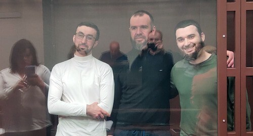 Kemal Tambiev, Abubakar Rizvanov and Abdulmumin Gadjiev (from left to right) in the courtroom. Photo by the "Caucasian Knot" correspondent