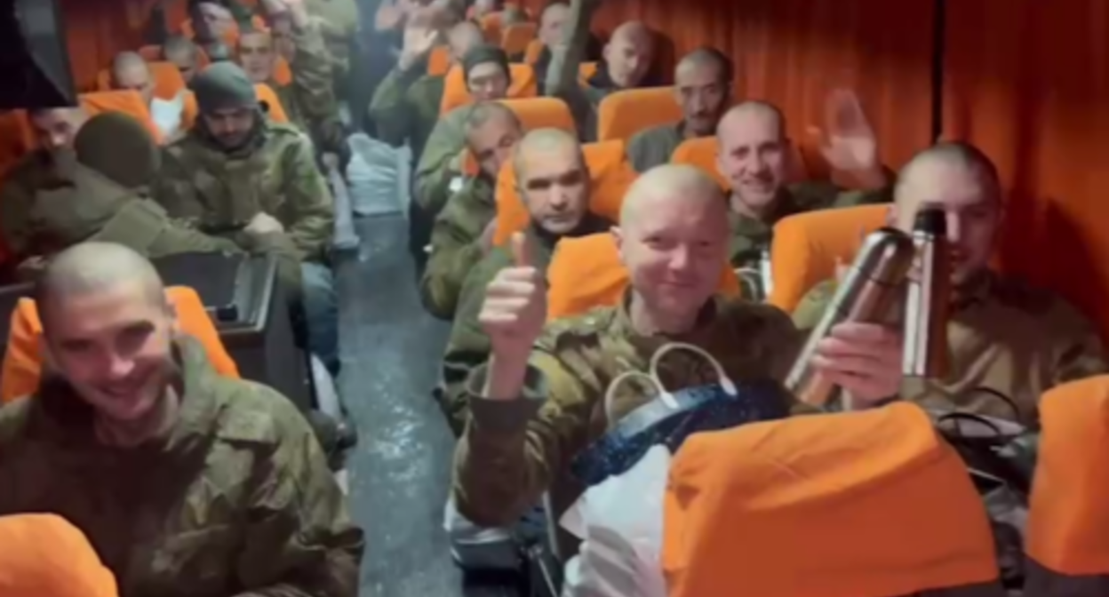 Military personnel who returned from Ukrainian captivity. Screenshot of the video posted on Shamsail Saraliev's Telegram channel on January 3, 2024 https://t.me/saraliev/1073