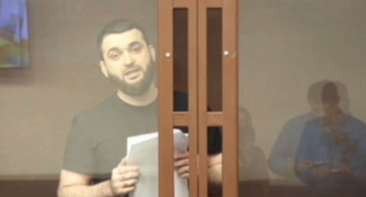 Abdulmumin Gadjiev makes his final speech to the court. Screenshot of the video posted on the Telegram channel "Я/Мы Абдулмумин Гаджиев" (I/We Abdulmumin Gadjiev) on September 8, 2023 https://t.me/abdmumin/1051