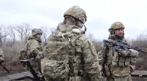 Chechen militaries in a combined military detachment. Screenshot of a video posted by the Grozny TV channel on January 22, 2024, https://t.me/groznytv/21343