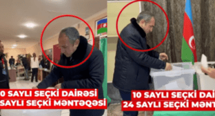 An example of a "carousel" in elections in Azerbaijan - voting by one person at two polling stations. Screenshot of a video posted on the YouTube channel of the Meydan TV on February 7, 2024 https://www.youtube.com/shorts/BIzenRmYn74