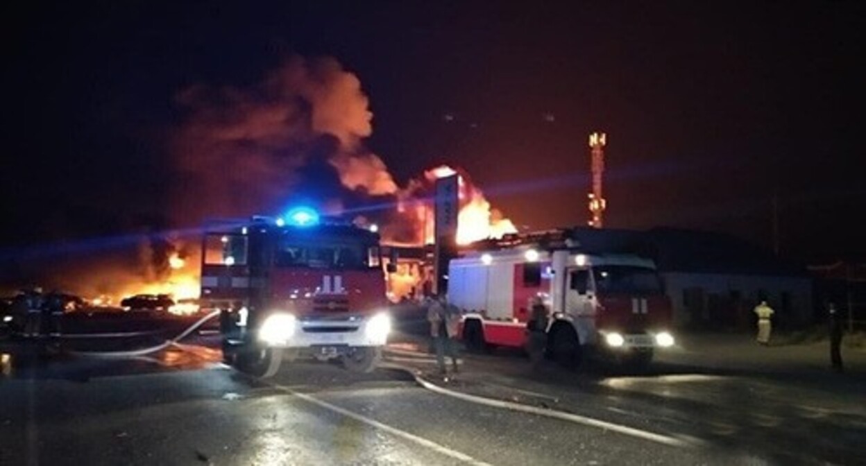 An explosion at a petrol station in Makhachkala. September 27, 2024. Photo: Ministry of Emergency Situations (Russia)