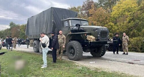 At the site of an attack on a car with fighters of the “Rosgvardia” (National Guard of Russia). Photo: grodno24.com