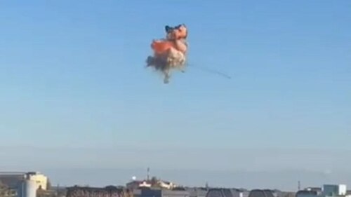 An attack with a drone in Kaspiysk. Screenshot of a video posted on November 6, 2024 on the Telegram channel "Trailers and Videos" https://t.me/sehensiesee/144