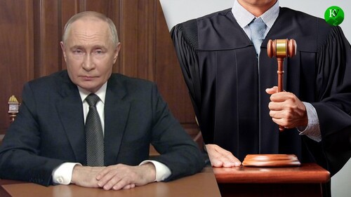 Vladimir Putin and a judge. Collage by the "Caucasian Knot". Photo: screenshot of a video http://www.kremlin.ru/