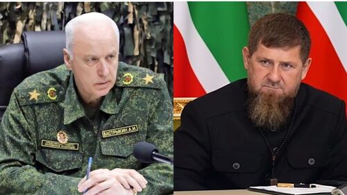 Alexander Bastrykin (left) and Ramzan Kadyrov. Collage by the "Caucasian Knot". Screenshot of a photo: https://t.me/sledcom_press/14470, https://t.me/RKadyrov_95/4904