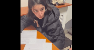 Zaira Pirova at the police station. Screenshot of a video posted by the SK SOS Crisis Group (included into the register of foreign agents) on January 7, 2025 https://t.me/sksosorg/1293